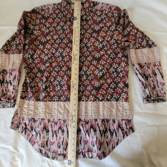 BoHo Territory Ahead Womens Shirt Patchwork Tunic Style Long Length Size M - Picture 10 of 15